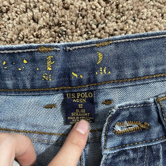 US Polo Assn Boys 12 Slim Straight Jean Embroidered Pony Gold - Picture 7 of 11